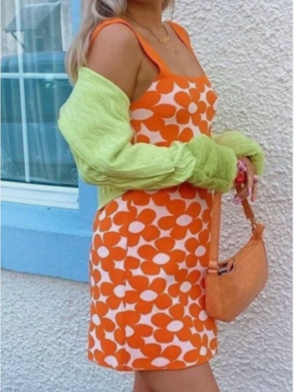 Zara orange floral summer dress